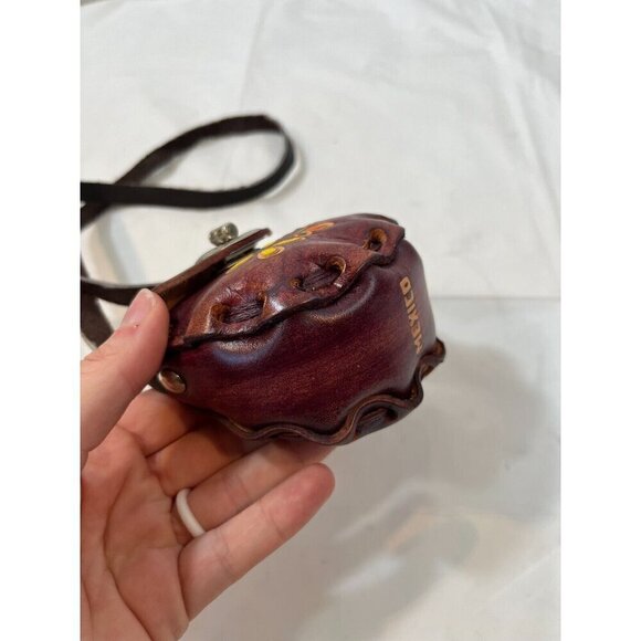 VTG Mini Tooled Leather Purse Mexico Crossbody Bag Stamped Painted - Picture 9 of 13